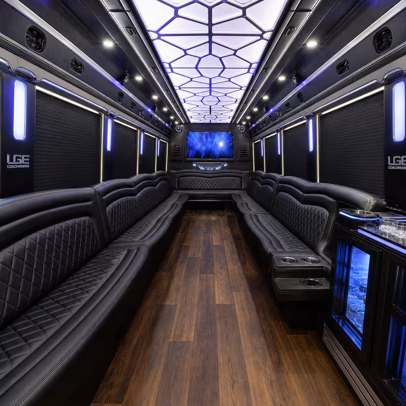 18 Passenger Party Bus Interior