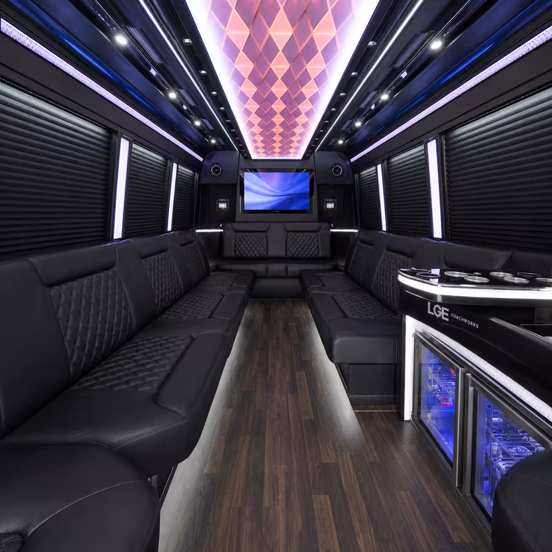 18 Passenger Party Bus Interior