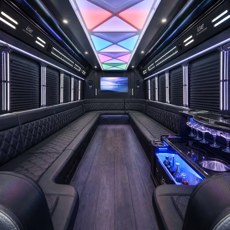 20 Passenger Party Bus Interior