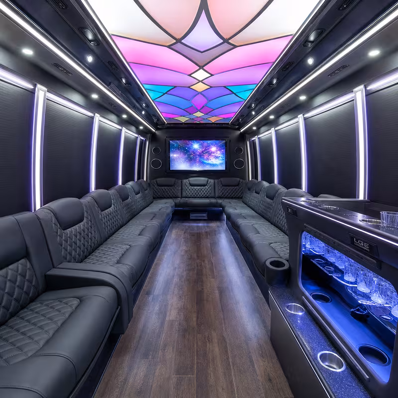 25 Passenger Party Bus Interior