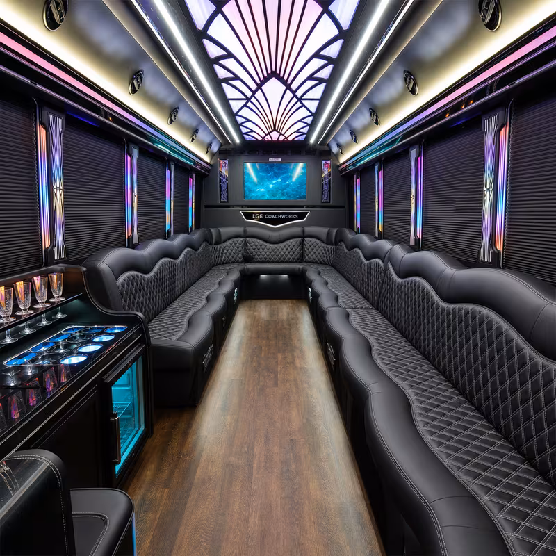 25 Passenger Party Bus Interior