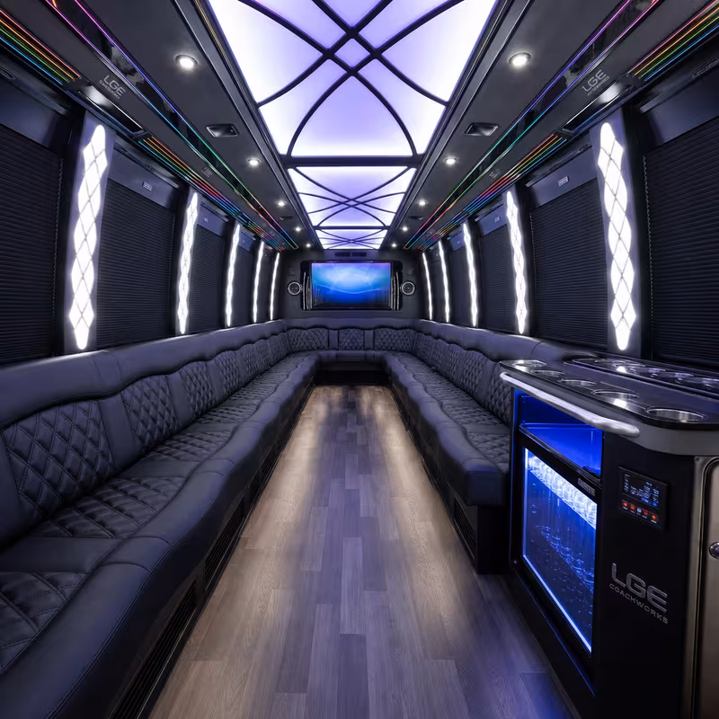28 Passenger Party Bus Interior