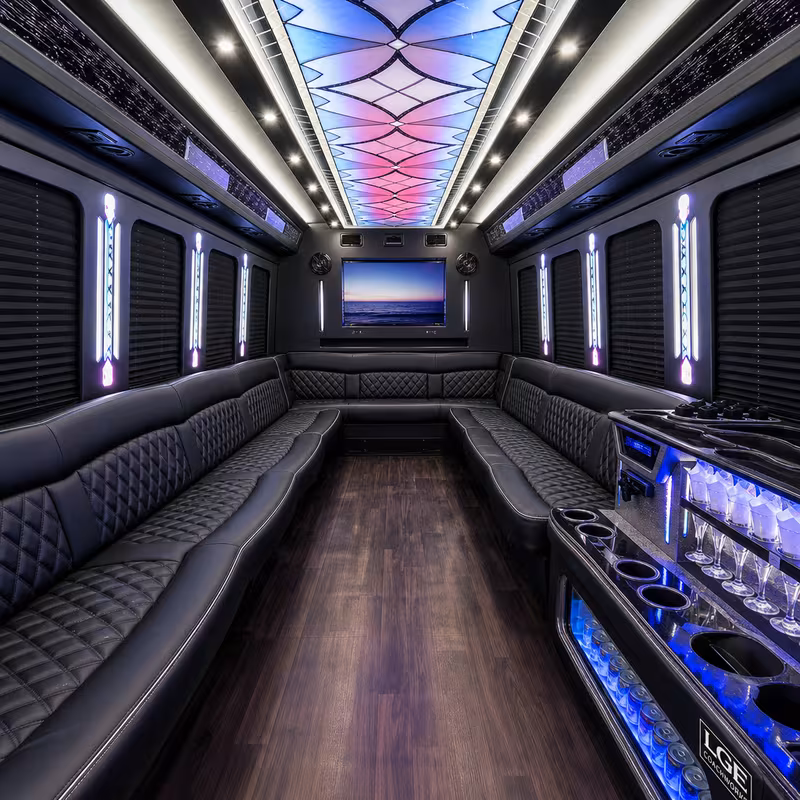 28 Passenger Party Bus Interior