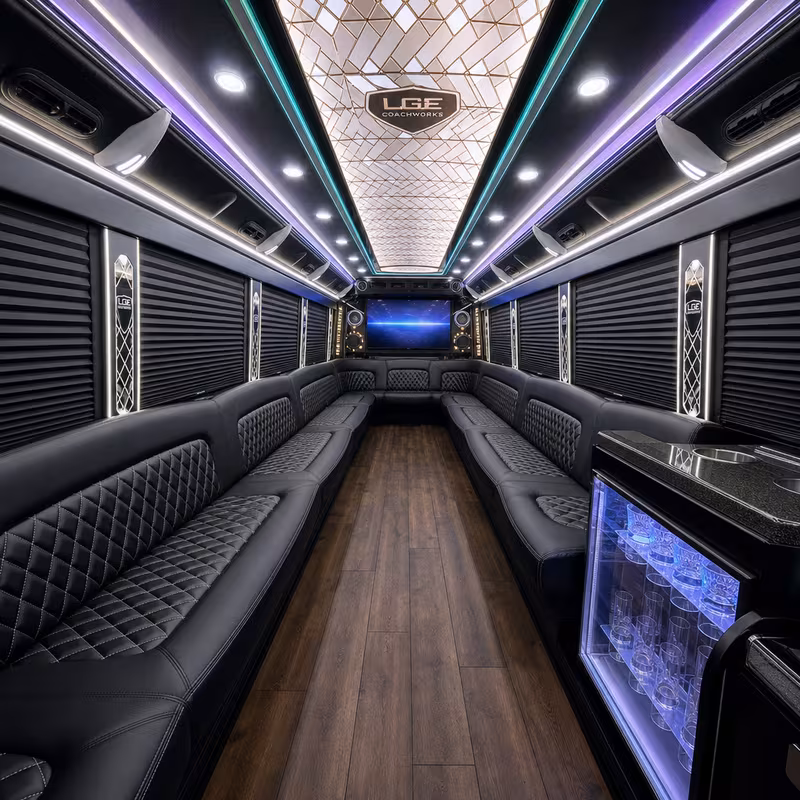 40 Passenger Party Bus Interior