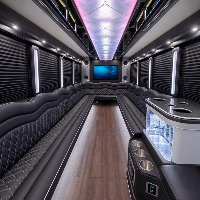 50 Passenger Party Bus Interior