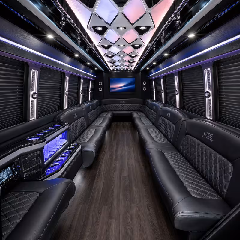 50 Passenger Party Bus Interior