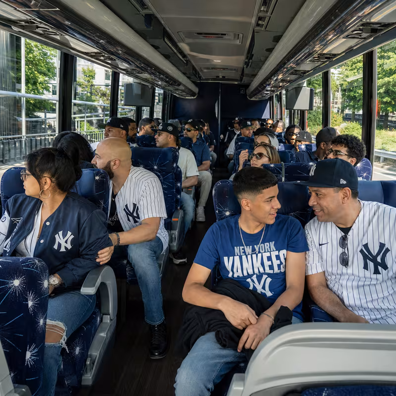 Passenger seating aboard a Bronx party bus rental