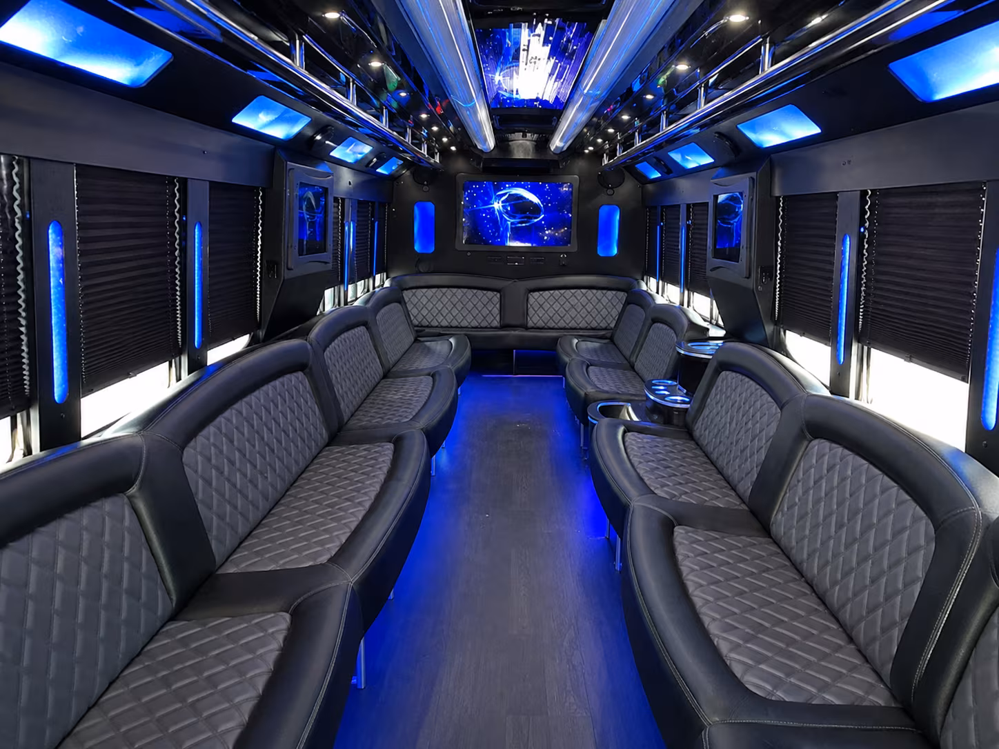 Interior of a party bus rental serving Bronx