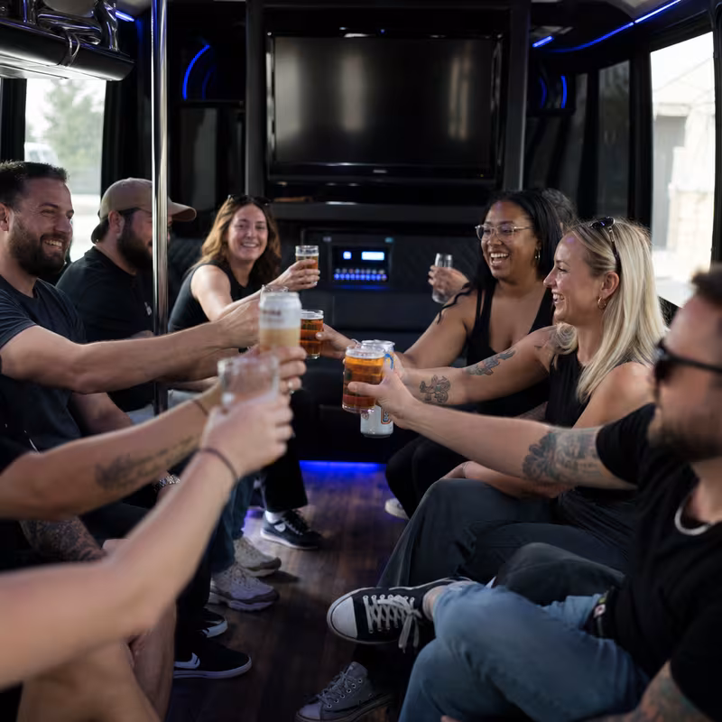Black Mercedes Sprinter van staged for an Bronx Winery & Brewery Tour Transportation group